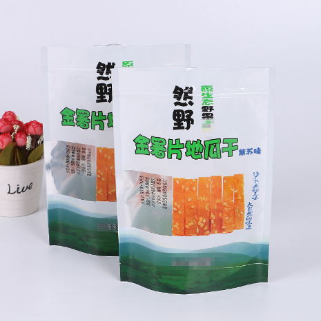 地瓜干休闲零食袋 自立自封休闲食品袋 塑料包装袋开窗镂空拉链袋
