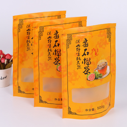 花茶透明开窗包装袋 可透视食品级塑料透明包装袋 磨砂自立塑料袋