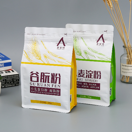 铝箔袋塑料复合八边封袋细腻小麦淀粉谷朊面粉食品包装袋定制