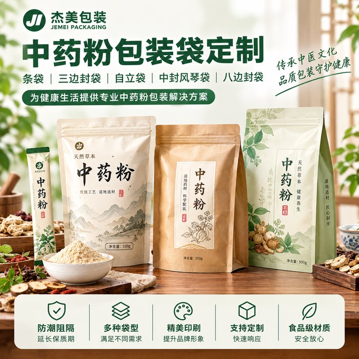 中药粉包装袋定制｜中药材粉、养生粉铝箔复合袋