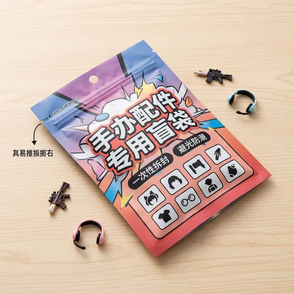 手办配件三边封镀铝盲袋定制 潮玩小零件一次性拆封包装袋