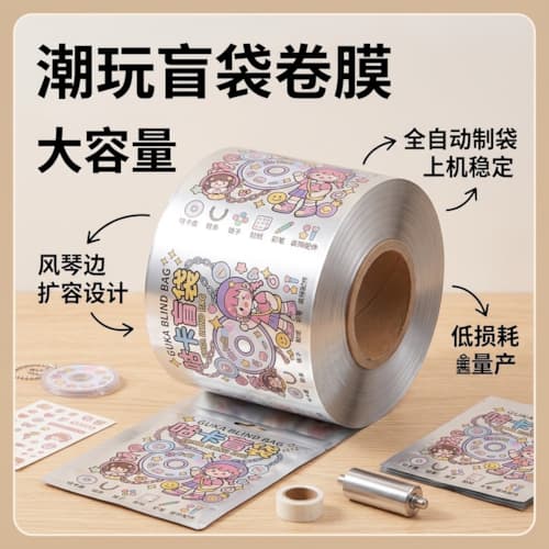 潮玩盲袋PET镀铝复合卷膜定制 盲袋全自动