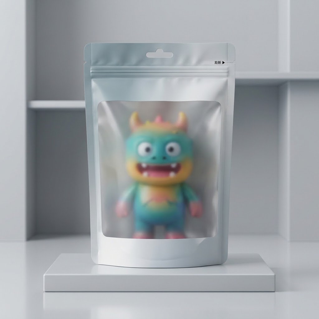 软胶公仔八边封潮玩包装袋 立体自立尼龙复合玩偶袋