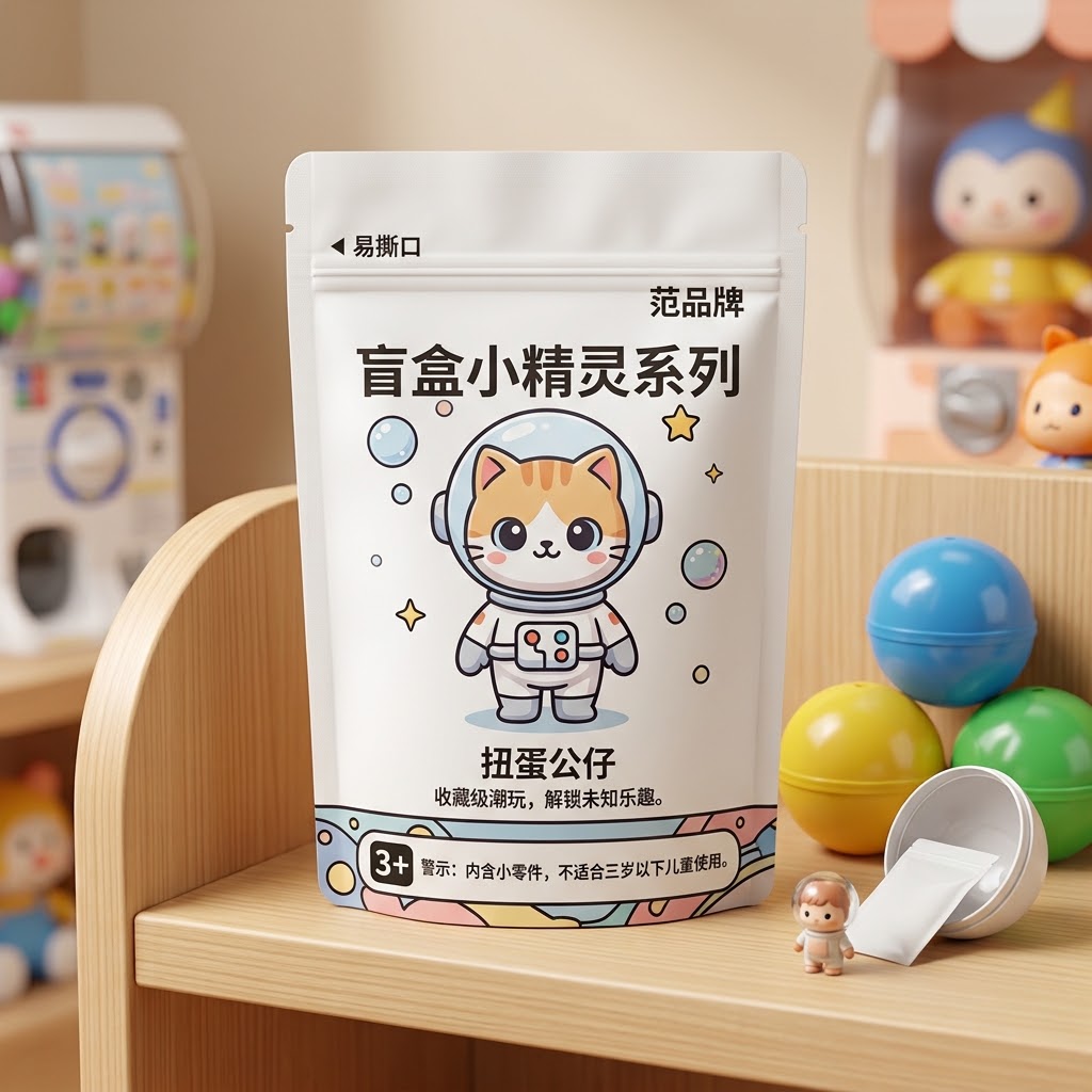 扭蛋玩偶自立平口复合包装袋 扭蛋内潮玩独立封装袋