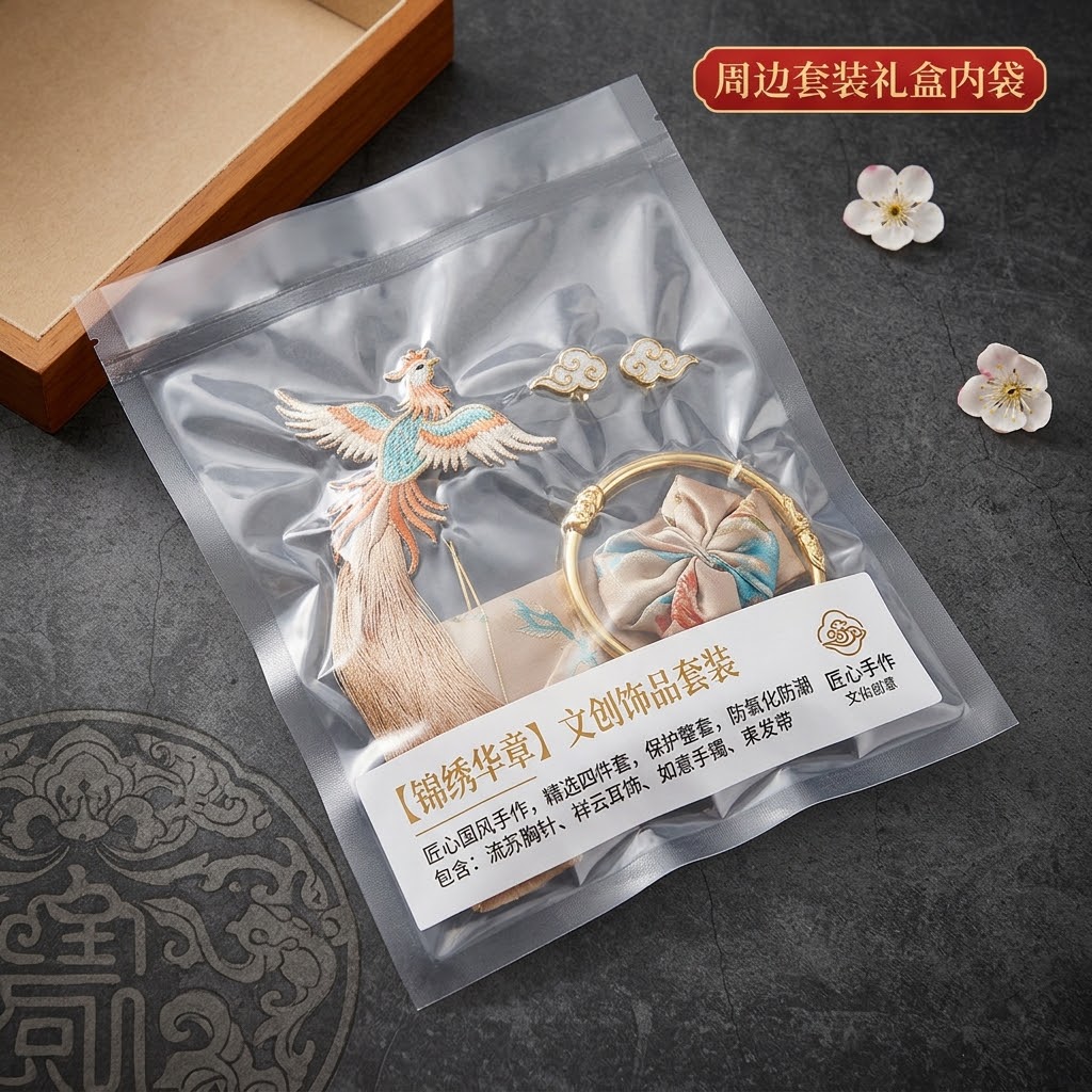 文创饰品套装尼龙三边封真空袋 周边礼盒防潮密封包装袋