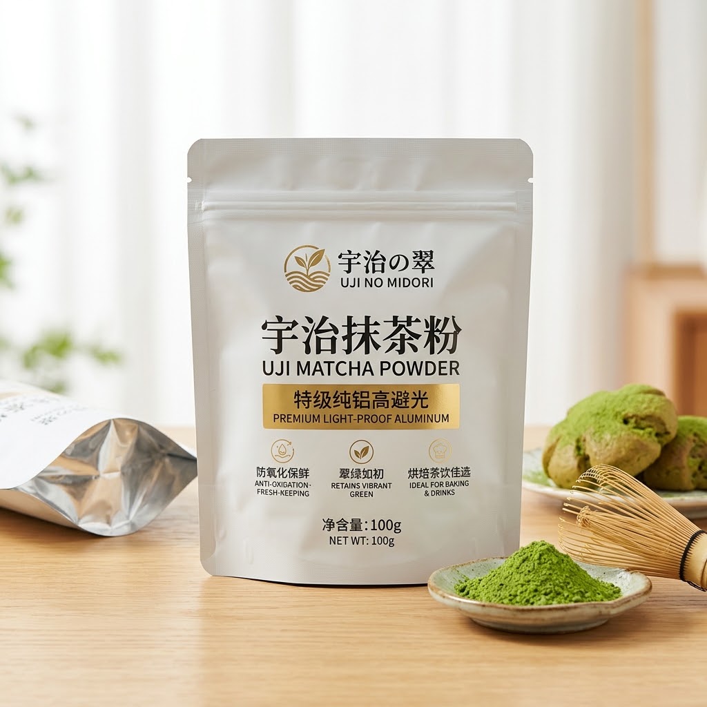 纯宇治抹茶粉高阻隔避光袋 烘焙茶饮抹茶粉防氧化铝箔袋