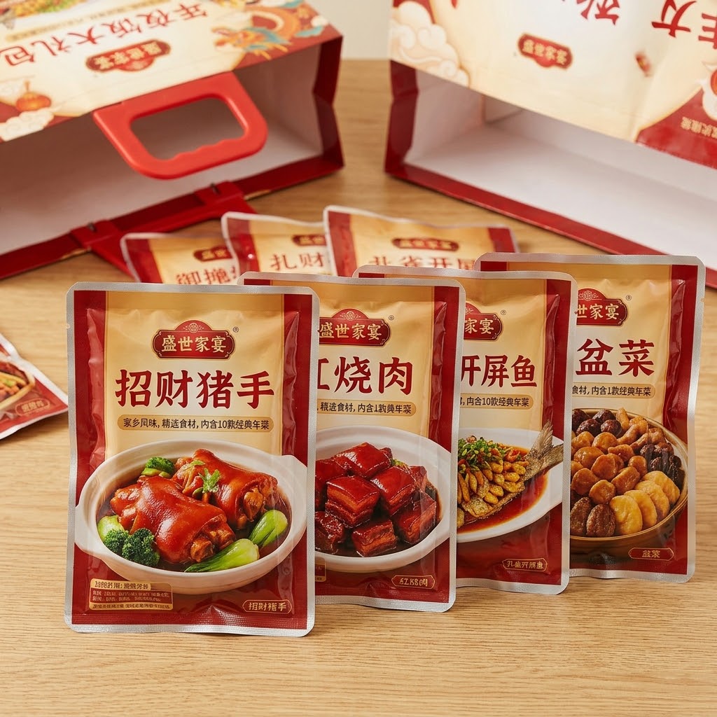 预制菜手提大容量外袋 礼盒预制菜手提彩印防潮外包装袋