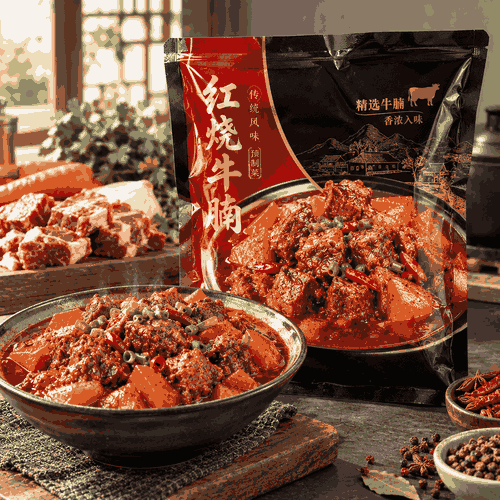 牛腩预制菜真空铝箔袋 红烧牛腩熟食预制菜高温蒸煮复合袋