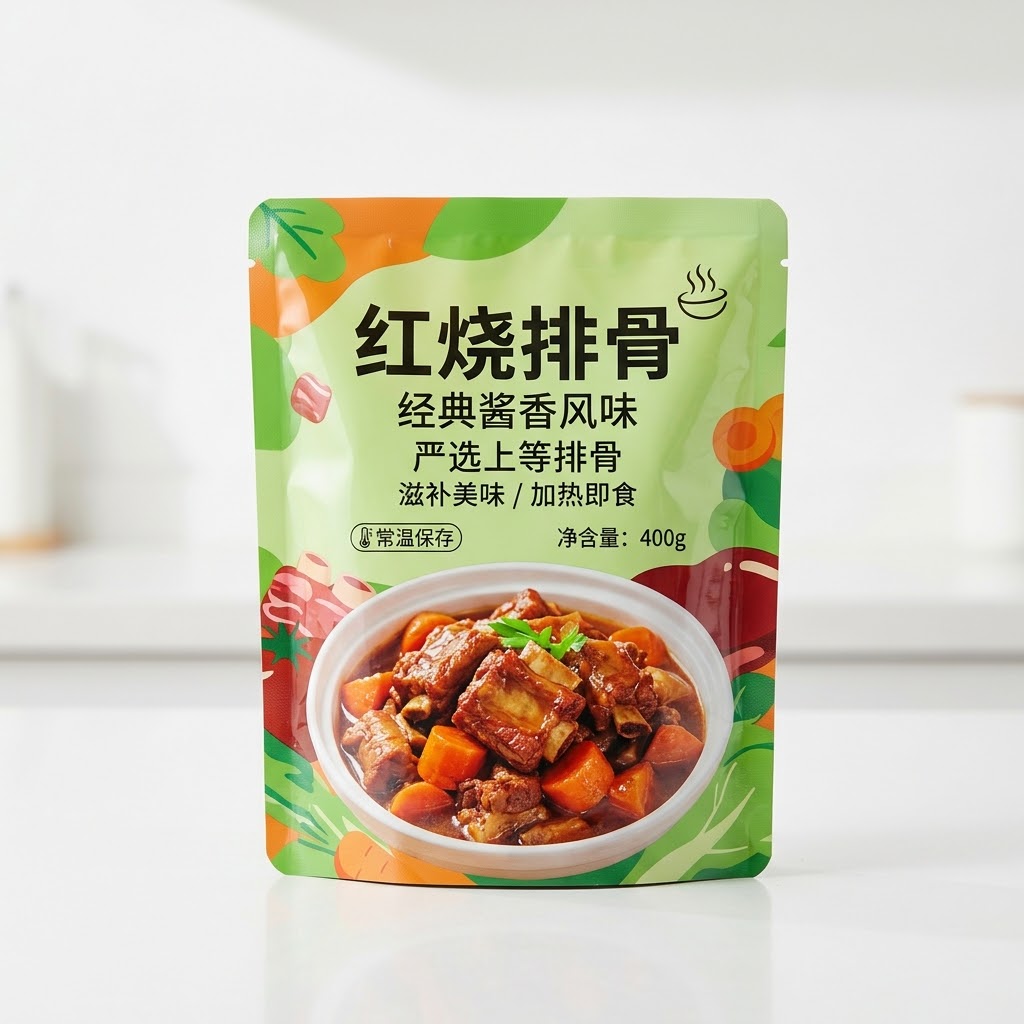 预制菜可视窗口开窗蒸煮袋 红烧排骨彩印蒸煮袋