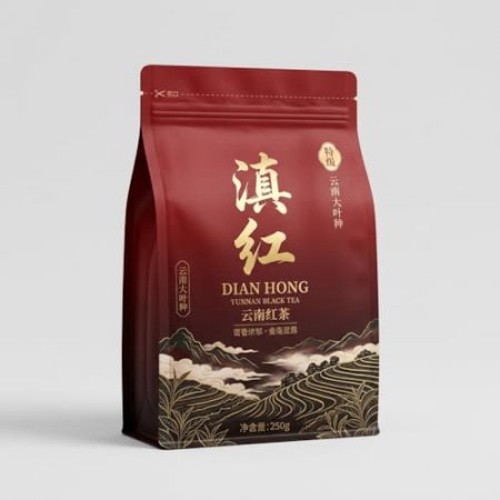 滇红茶叶包装袋_自立拉链镀铝复合袋厂家_避光红茶袋彩印定做