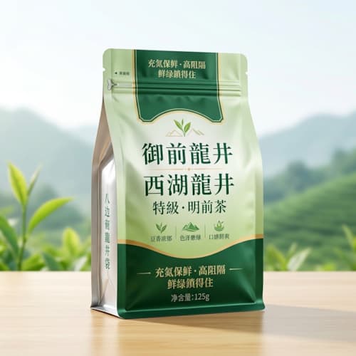 龙井茶叶包装袋 自立袋八边封铝箔袋 充氮保鲜茶叶袋彩印定制