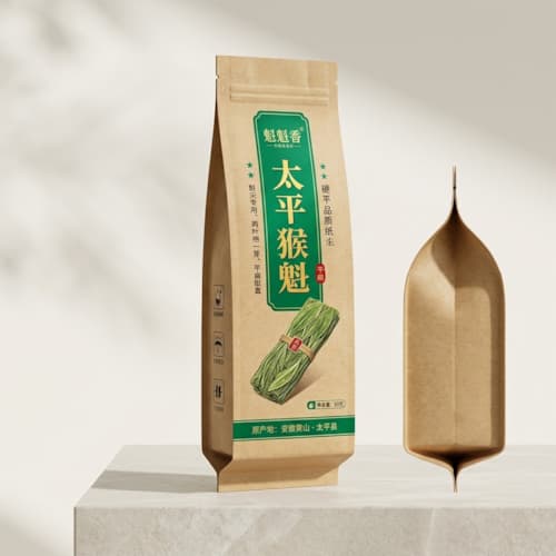 太平猴魁茶叶包装袋_长型风琴袋八边封牛皮纸袋厂家_防潮茶袋