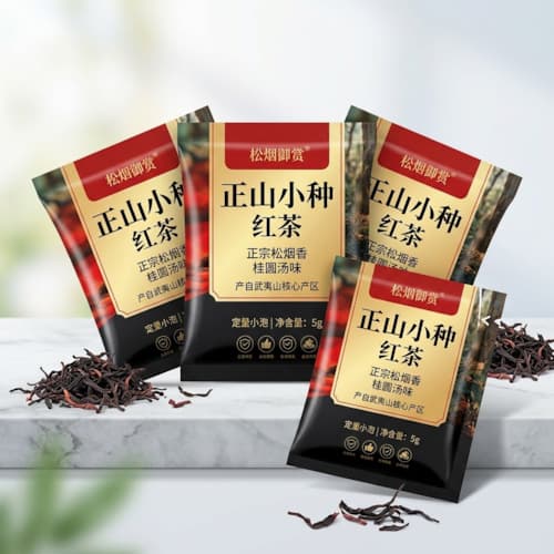正山小种茶叶包装袋_小泡袋三边封镀铝袋_红茶包装彩印定制