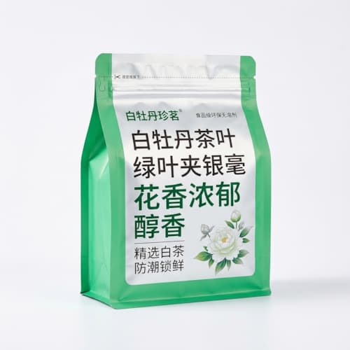 白牡丹茶叶包装袋_自立袋八边封镀铝袋厂家_防潮白茶袋彩印定做