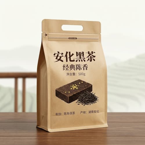 安化黑茶茶叶包装袋 牛皮纸自立袋八边封袋 密封黑茶袋定制