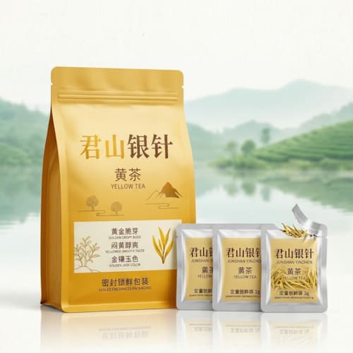 君山银针黄茶茶叶包装袋 铝箔小泡袋自立袋 密封黄茶包装定做