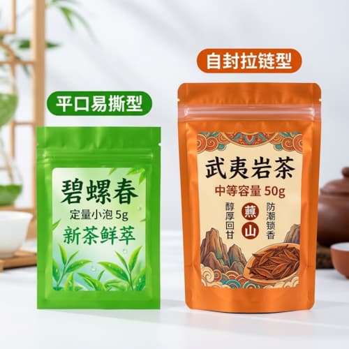 茶叶三边封复合袋 镀铝自封袋小泡袋 防潮茶叶包装彩印定制