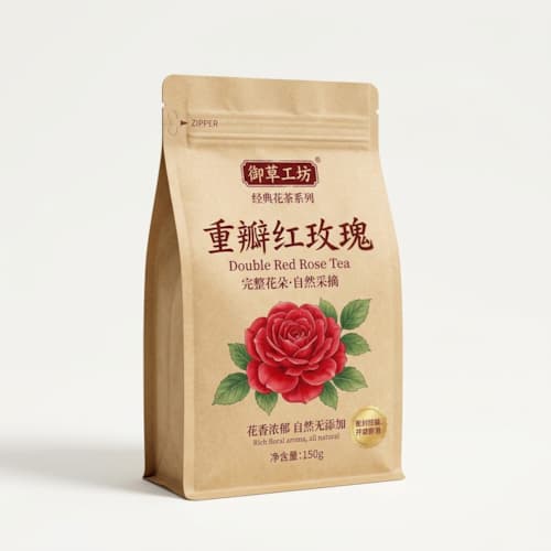玫瑰花茶包装袋_自立八边封牛皮纸铝箔袋厂家_避光防潮花草茶袋彩印定制