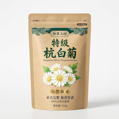 杭白菊包装袋_遮光密封三边封拉链袋厂家_牛皮纸花草茶袋彩印定制