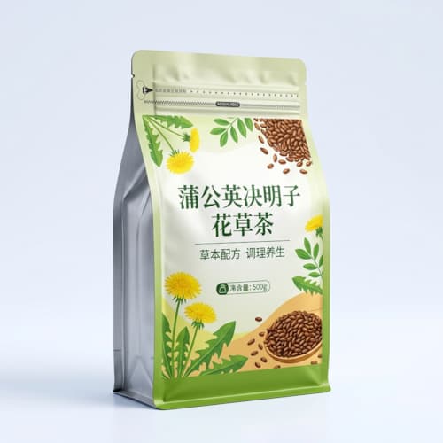 蒲公英决明子花草茶包装袋_自立铝箔八边封袋厂家_草本茶袋彩印定做