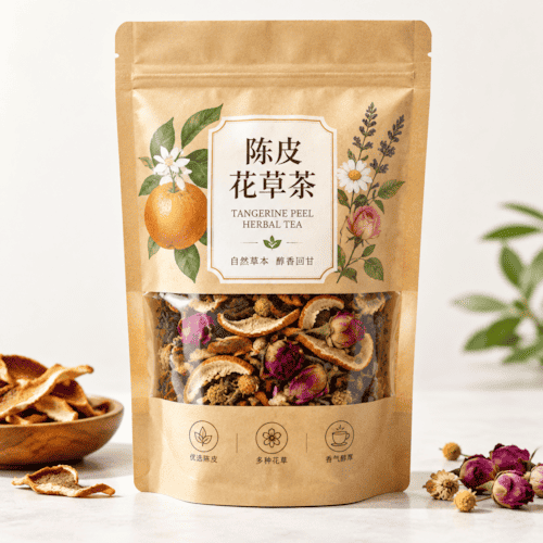 陈皮花草茶包装袋_开窗牛皮纸复合袋拉链袋厂家_防潮花草茶袋定制