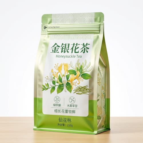 金银花茶包装袋_八边封铝箔自封袋厂家_避光防潮花草茶袋彩印定制