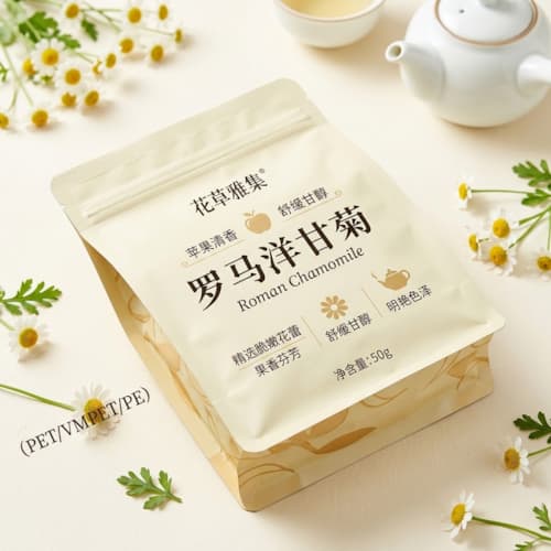 洋甘菊包装袋_镀铝复合三边封袋厂家_防潮避光花草茶包装袋定制