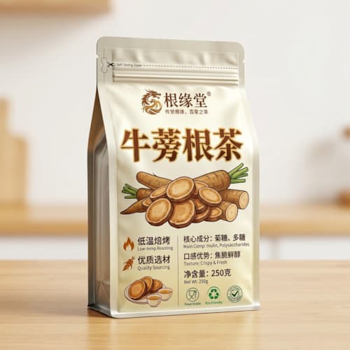 牛蒡根包装袋_八边封铝箔袋自封袋厂家_避光草本花草茶袋彩印定制