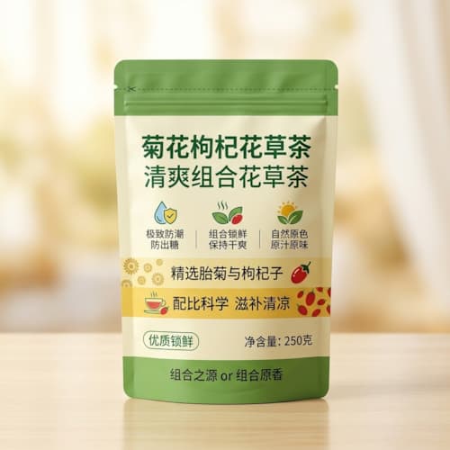 菊花枸杞花草茶包装袋_八边封自立铝箔袋厂家_避光防潮复合袋彩印定制