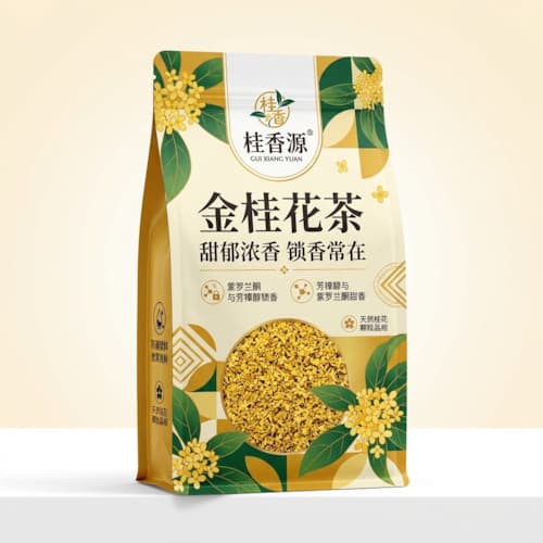 桂花茶包装袋_八边封开窗铝箔袋厂家_密封花草茶袋彩印定制