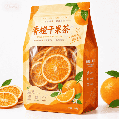 香橙干果茶包装袋 八边封开窗复合袋铝箔袋 密封果干茶袋彩印定制