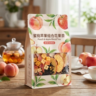 蜜桃苹果组合花果茶包装袋 开窗复合袋八边封袋 食品级花果茶袋定做