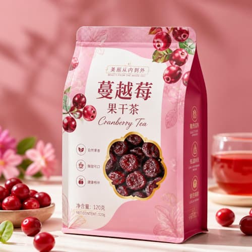 蔓越莓果干茶包装袋 八边封镀铝袋开窗袋 食品级果干袋彩印定做