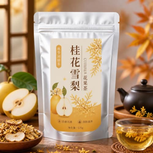 桂花雪梨花果茶包装袋 纯铝箔自立拉链袋 润肺秋茶包装定做
