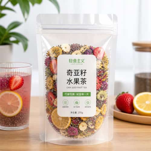 奇亚籽水果茶包装袋 透明PET自立袋饱腹代餐茶包装袋定做