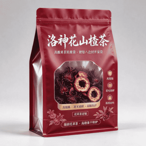 洛神花山楂茶包装袋 镀铝膜八边封开窗袋