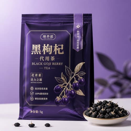 黑枸杞代用茶包装袋 三边封铝铝箔袋 避光养生茶包装袋彩印定做