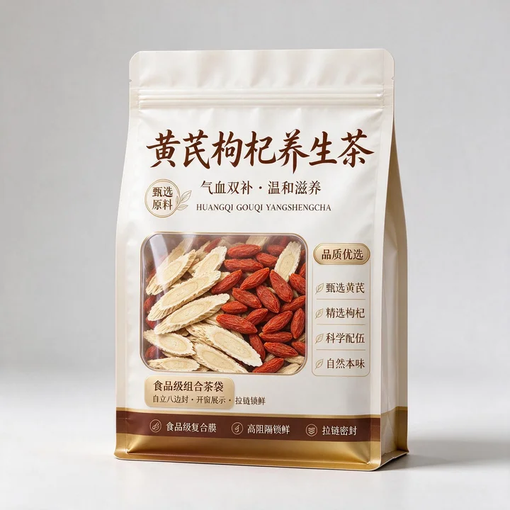 黄芪枸杞养生茶包装袋 自立八边封开窗袋 食品级组合茶袋定制