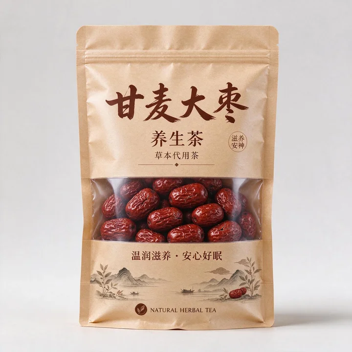 甘麦大枣养生茶包装袋 牛皮纸开窗复合袋 防潮草本代用茶包装袋定做