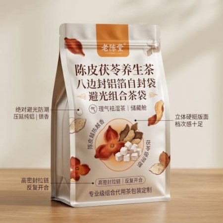 陈皮茯苓养生茶包装袋 八边封铝箔自封袋 避光组合代用茶包装定制