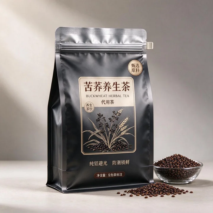 苦荞养生茶包装袋 八边封铝箔自封袋 避光代用茶包装袋定制