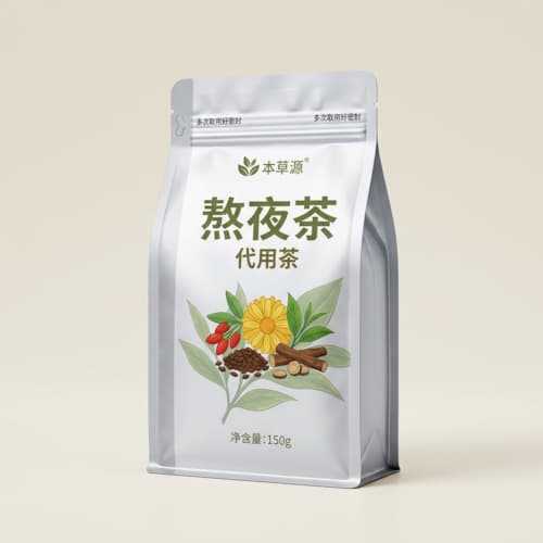 熬夜茶代用茶包装袋 八边封自立铝箔袋