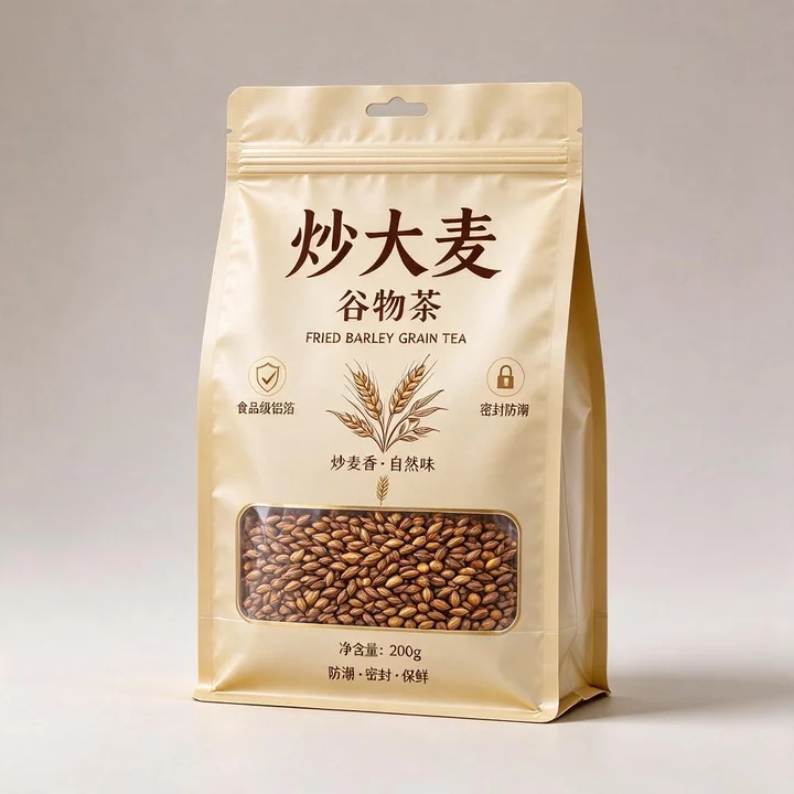 炒大麦谷物茶包装袋 自立拉链铝箔袋 防潮谷物茶包装袋彩印定制