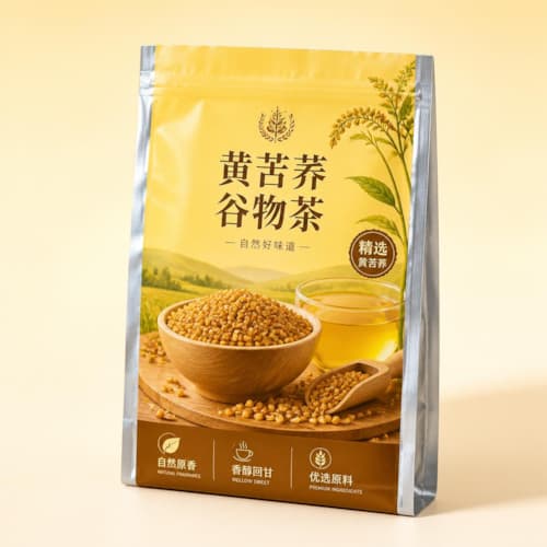 黄苦荞谷物茶包装袋 三边封镀铝复合袋 密封谷物茶袋包装定制