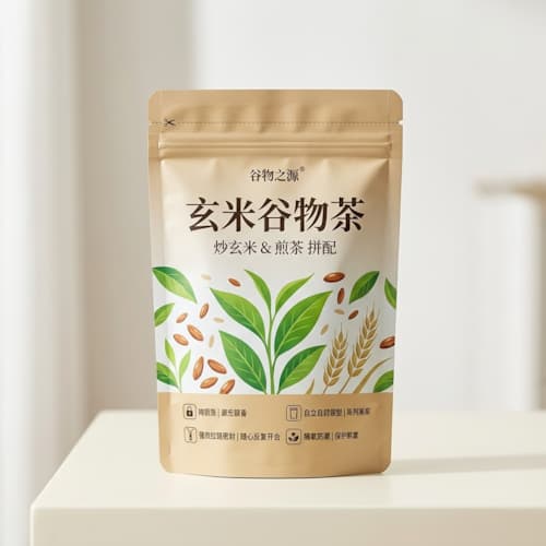 玄米谷物茶包装袋 自立自封袋铝箔袋 食品级玄米茶包装彩印定做