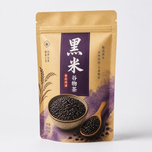 黑米谷物茶包装袋 牛皮纸自封袋复合袋 密封谷物茶袋子彩印定制