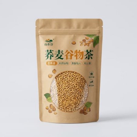 荞麦谷物茶包装袋 八边封铝箔开窗袋 防潮荞麦茶袋包装定制