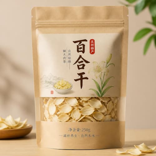 百合干养生品包装袋 牛皮纸自立拉链袋 防潮滋补干品袋定做