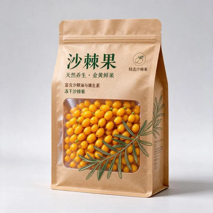 沙棘果养生包装袋 八边封牛皮纸开窗袋 密封沙棘果袋子定做