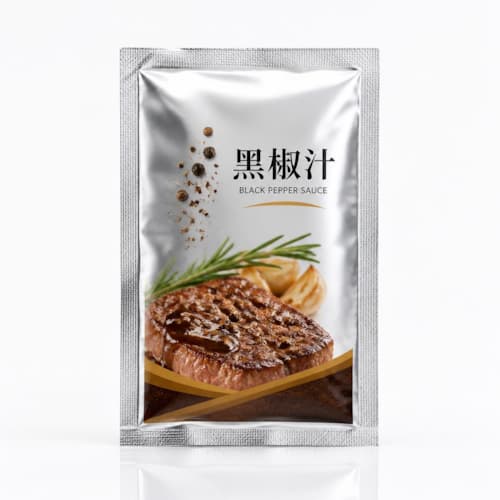 黑椒汁包装袋 黑椒调味汁耐油防漏三边封铝箔复合袋